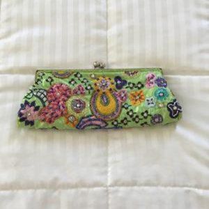 Beaded Green Evening Bag with 2 Chains